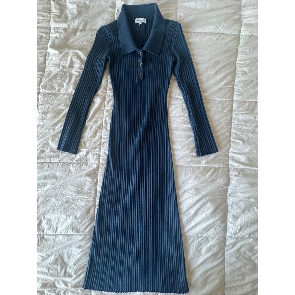 Lost + Wander Giustina Ribbed Collared Sweater Maxi Dress Teal XS/S - Picture 8 of 14